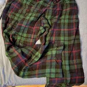 Plaid Green and Black womans pajama bottoms